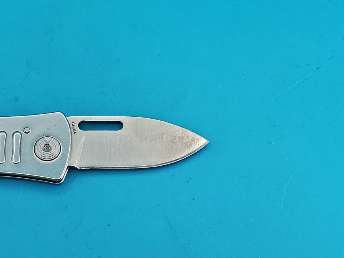 SOG Keychain Folding Pocket Knife Lockback Bottle Opener Gray Aluminum Handle!