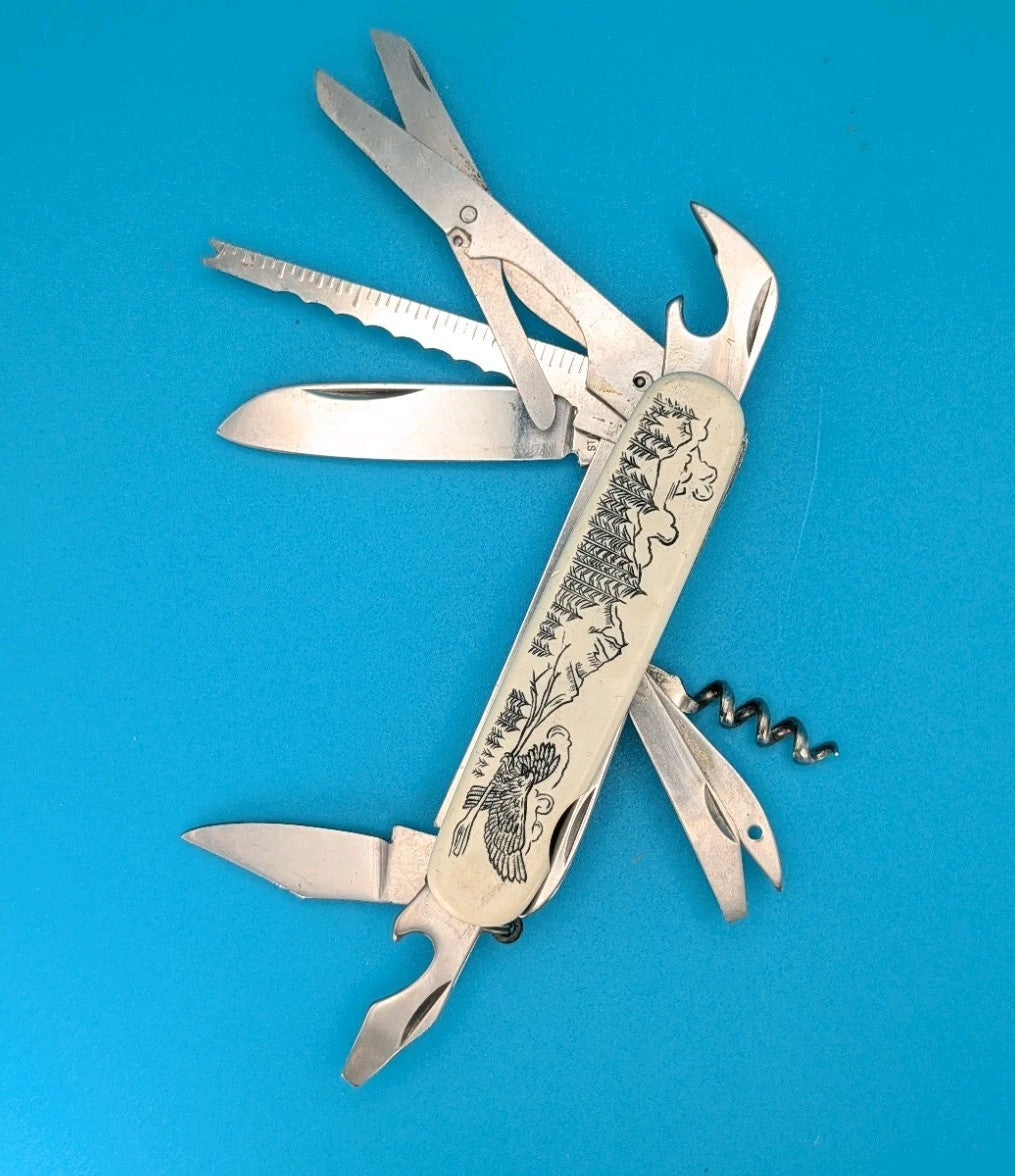 Vintage 200th Anniversary American International Mint Pocket Knife Multi Tool!