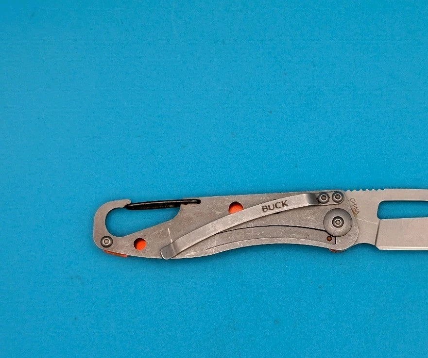 Rare Retired Buck 818 Apex Orange Handle Folding Pocket Knife!
