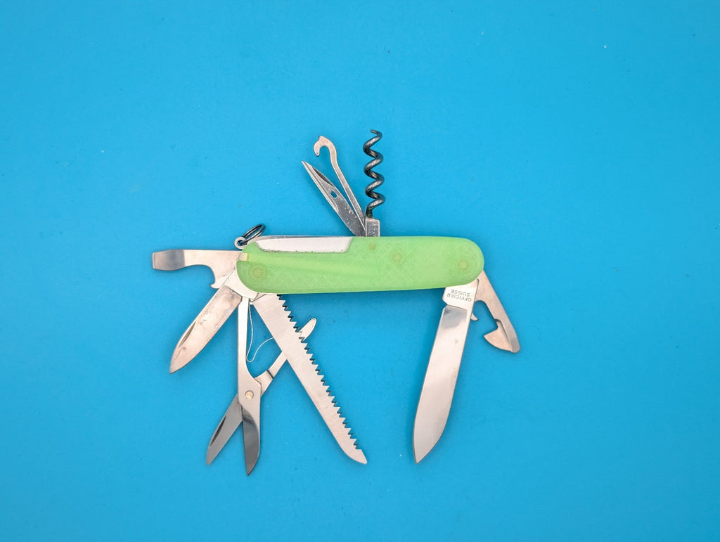 Custom Victorinox Huntsman Firefly Green Glow in the Dark Swiss Army Knife, 91mm