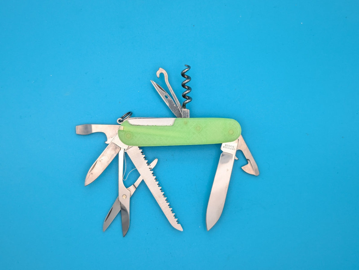 Custom Victorinox Huntsman Firefly Green Glow in the Dark Swiss Army Knife! 91mm