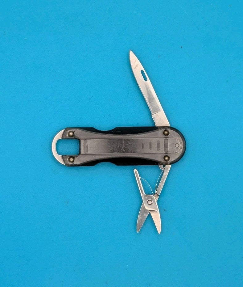 Vintage Buck Newt 421 Pocket Knife w/ Scissors Silver Translucent!