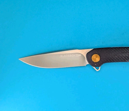 BLADEBOX Musketeer Plain Edge Slim Liner Lock Blue & Gold Handle Pocket Knife!