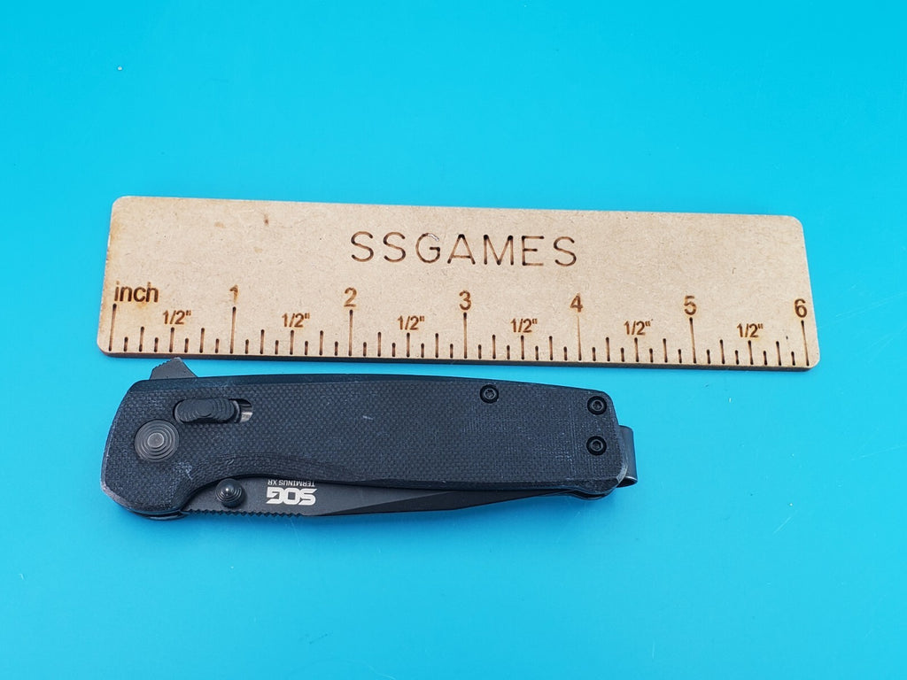 Sog Terminus XR 2.95" D2 Steel Blade Solid Black Folding Knife!