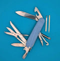CUSTOM VICTORINOX FIELDMASTER GLOW IN THE DARK BLUE & YELLOW SWISS ARMY KNIFE!