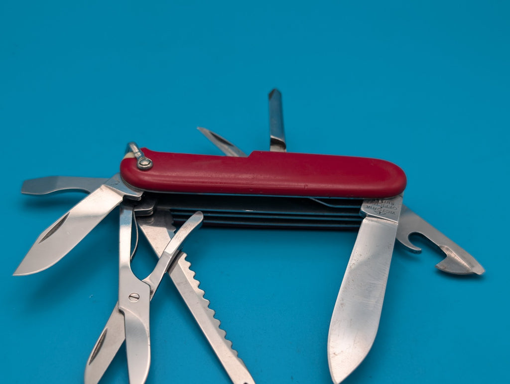 Vintage Victorinox Victoria Red Fisherman Swiss Army Knife Multi Tool!