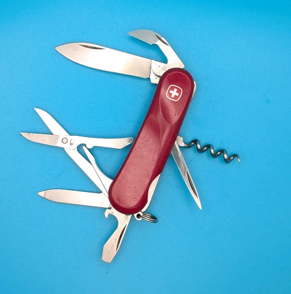 Vintage Wenger EVO 14 Red Swiss Army Knife Multi Tool!
