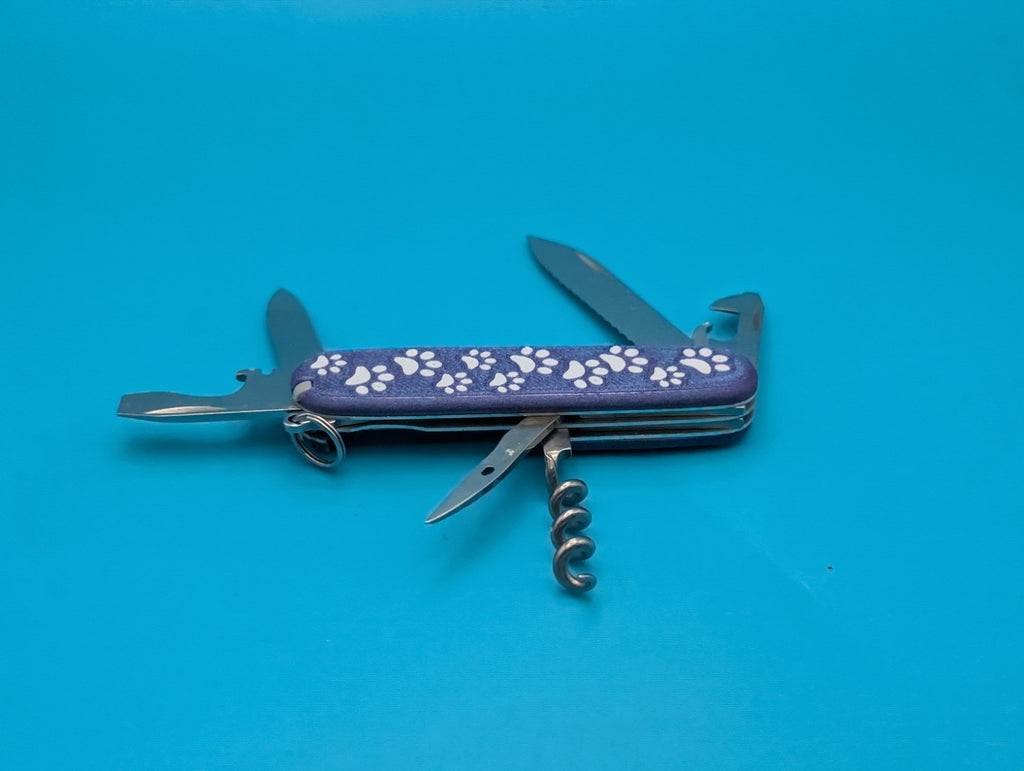 Victorinox Serrated Spartan Swiss Army Knife Multi Tool! Custom Paw Print Design
