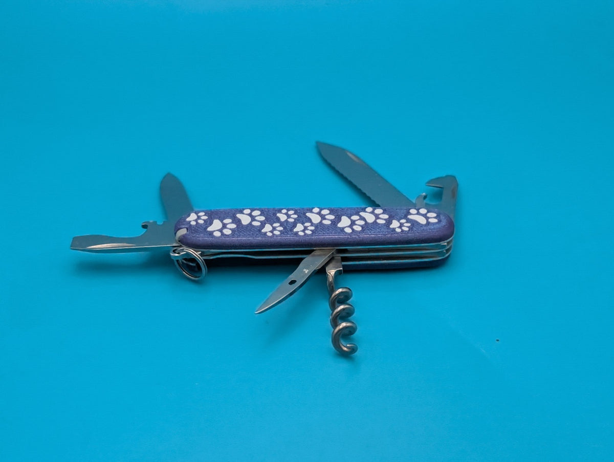 Victorinox Serrated Spartan Swiss Army Knife Multi Tool! Custom Paw Print Design