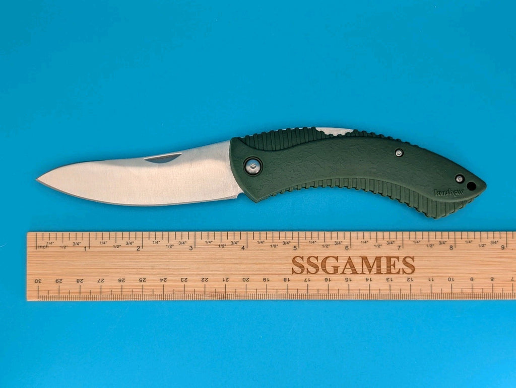 Vintage Kershaw Northside Hunter Green 1090 AUS-8A Folding Knife! With Sheath!
