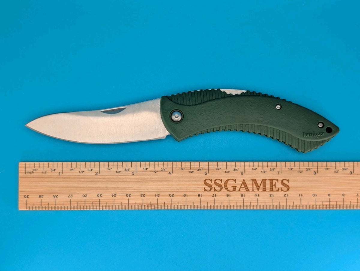 Vintage Kershaw Northside Hunter Green 1090 AUS-8A Folding Knife! With Sheath!