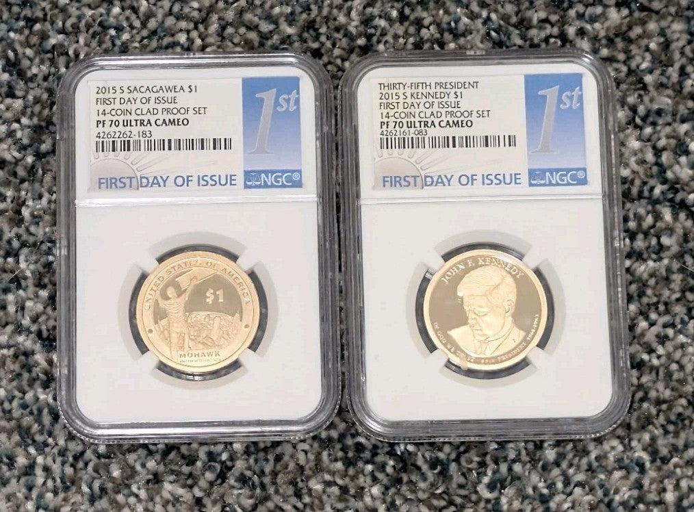 2015 NGC PF 70 ULTRA CAMEO,  Complete 14 COIN CLAD SET, FIRST DAY OF ISSUE!!!