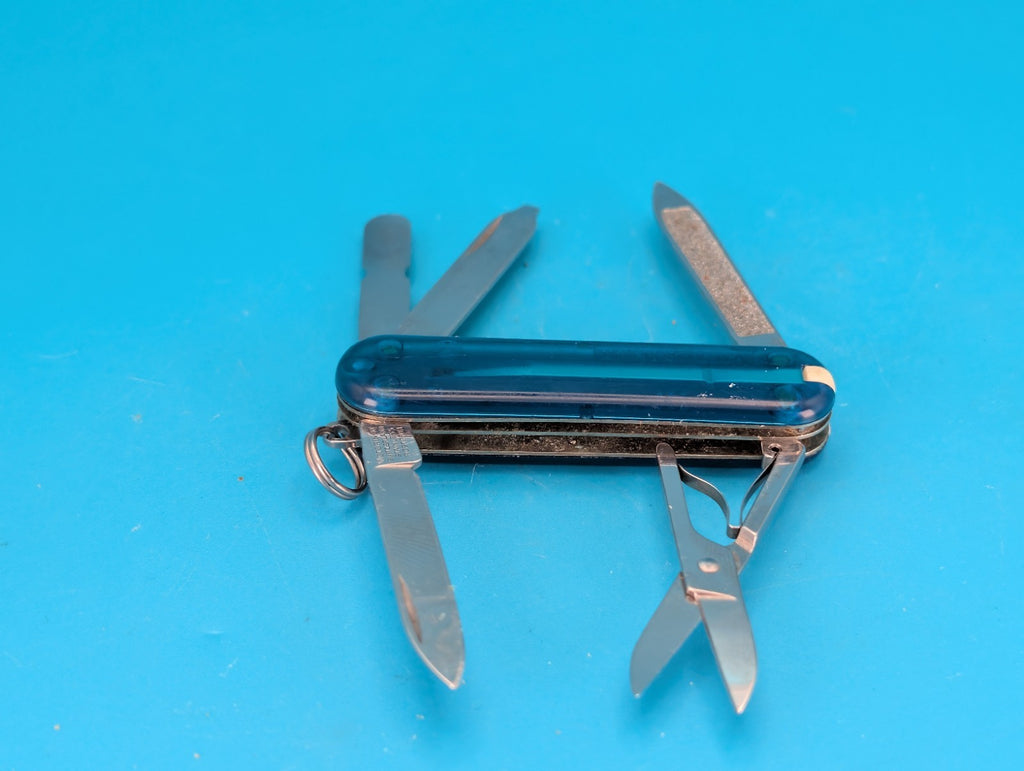 Victorinox Original MiniChamp Swiss Army Knife Multi Tool! Blue Translucent!