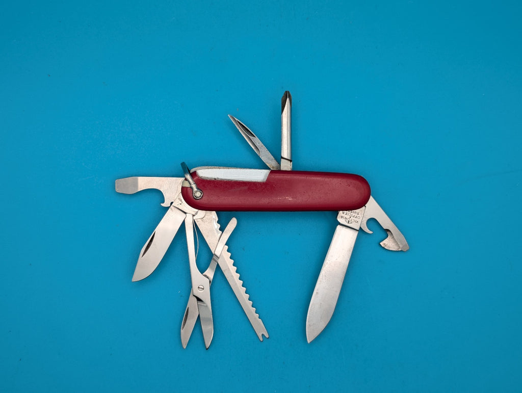 Vintage Victorinox Victoria Red Fisherman Swiss Army Knife Multi Tool!