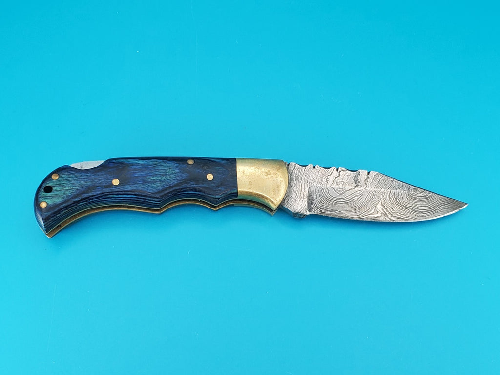 Smoky Mountain Blade Hand Forged Damascus Steel Plain Edge Folding Pocket Knife!