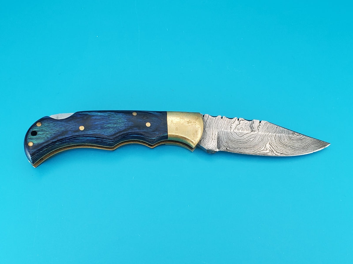 Smoky Mountain Blade Hand Forged Damascus Steel Plain Edge Folding Pocket Knife!