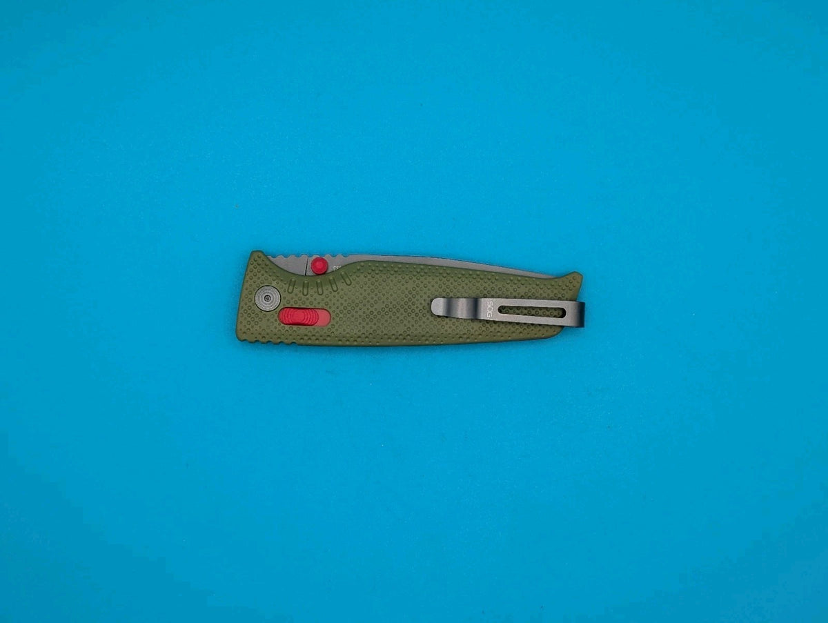SOG Altair XR Field Green Stone Blue CRYO 154CM Folding Knife NEW