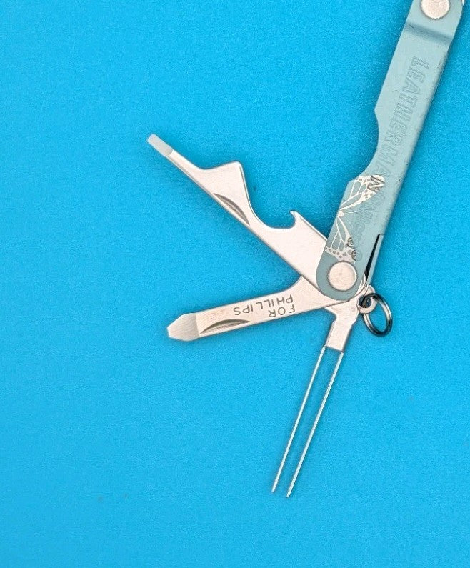 Custom Leatherman Micra Multi-Tool, Knife, Scissors, Key Ring, Teal! *SUNSHINE*