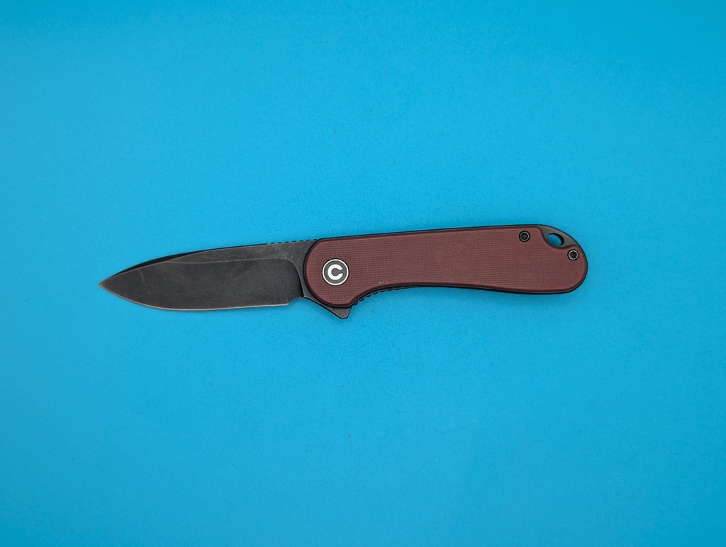 CIVIVI Elementum - Plain Edge Folding Pocket Knife! Burgandy Handle! USED