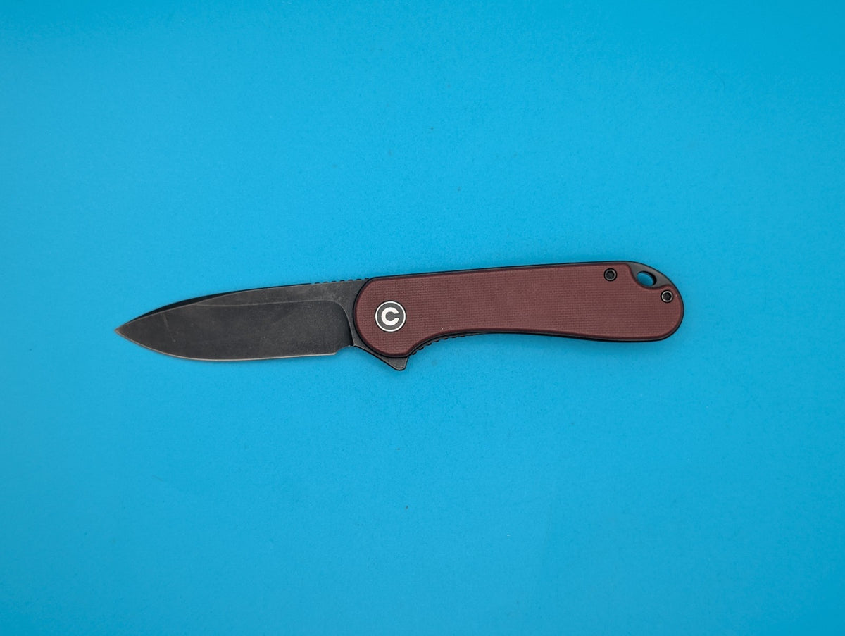 CIVIVI Elementum - Plain Edge Folding Pocket Knife! Burgandy Handle! USED