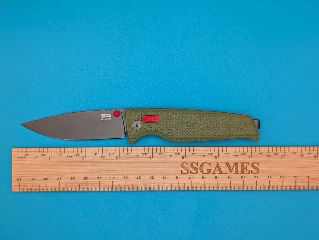 SOG Altair XR Field Green Stone Blue CRYO 154CM Folding Knife NEW