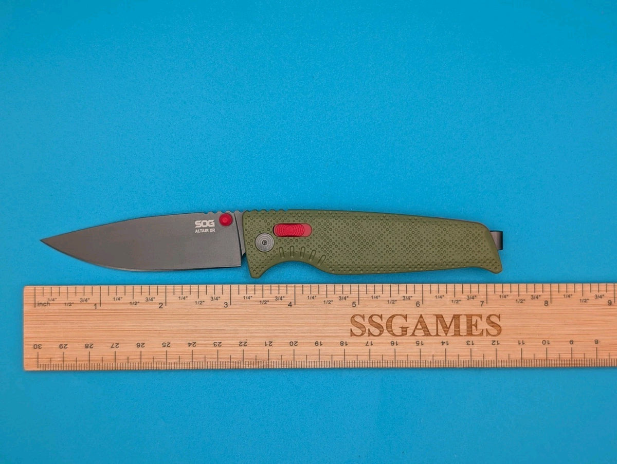 SOG Altair XR Field Green Stone Blue CRYO 154CM Folding Knife NEW