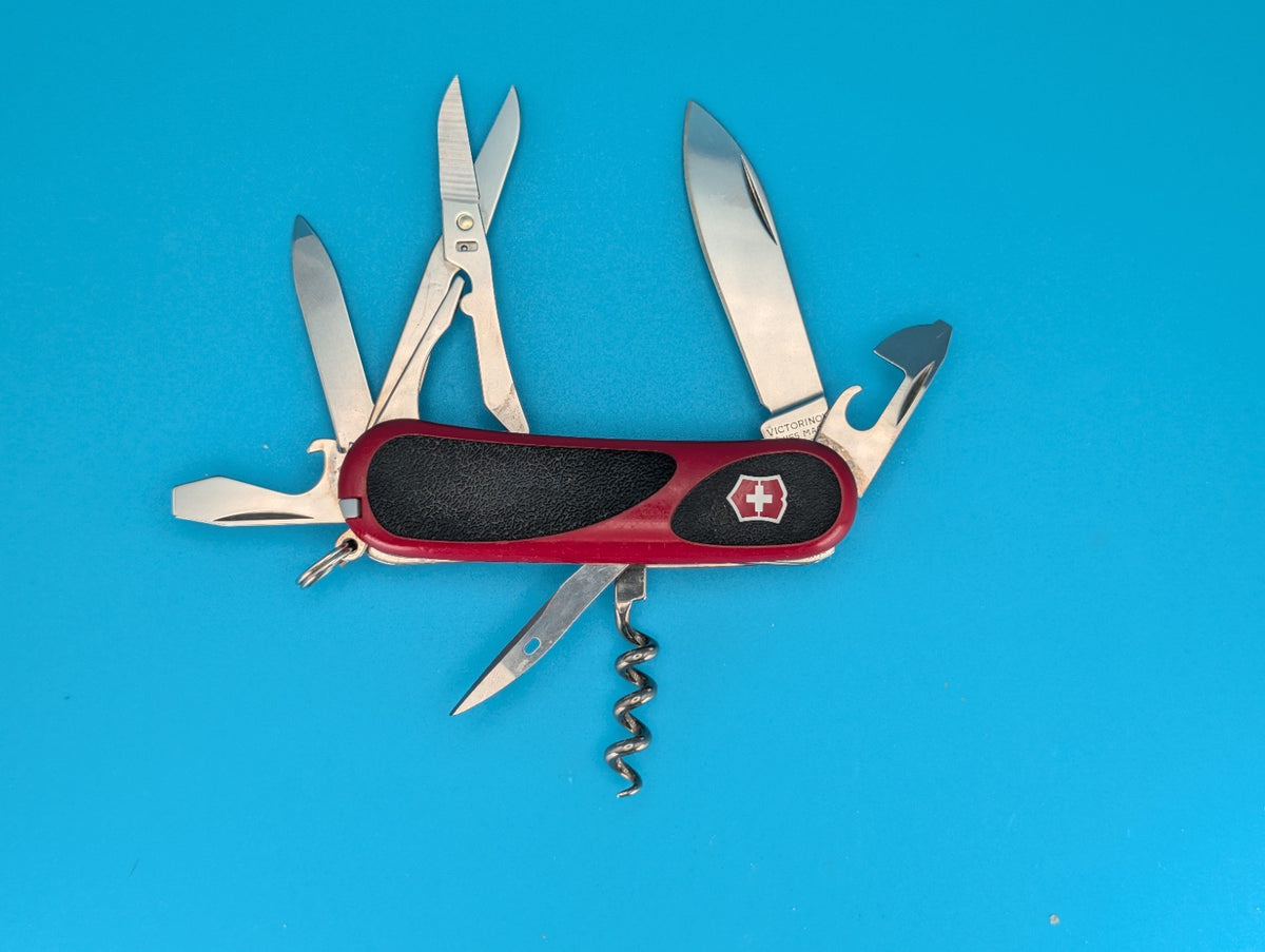 Victorinox Delemont EVOGRIP 14 Red & Black Swiss Army Knife Multi Tool!