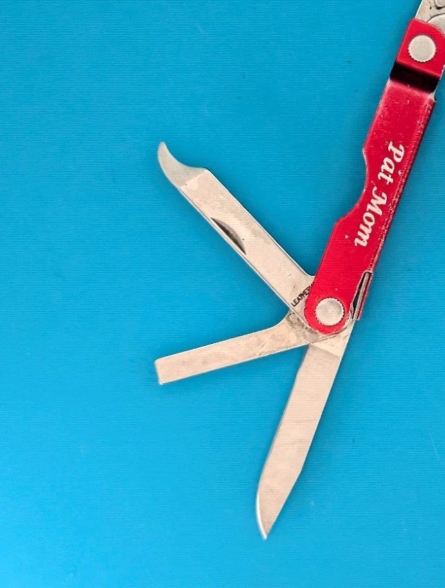 Leatherman Micra Multi-Tool, Knife, Scissors, Key Ring, Red, Pat Mom